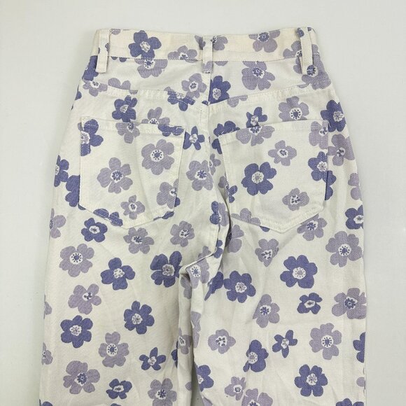 PacSun High Rise Bootcut Button Fly Women's size 24 White Purple Flowers Jeans - Picture 5 of 5